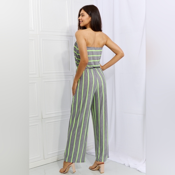 Sew In Love Pop Of Color Full Size Sleeveless Striped Jumpsuit - Picture 3 of 9